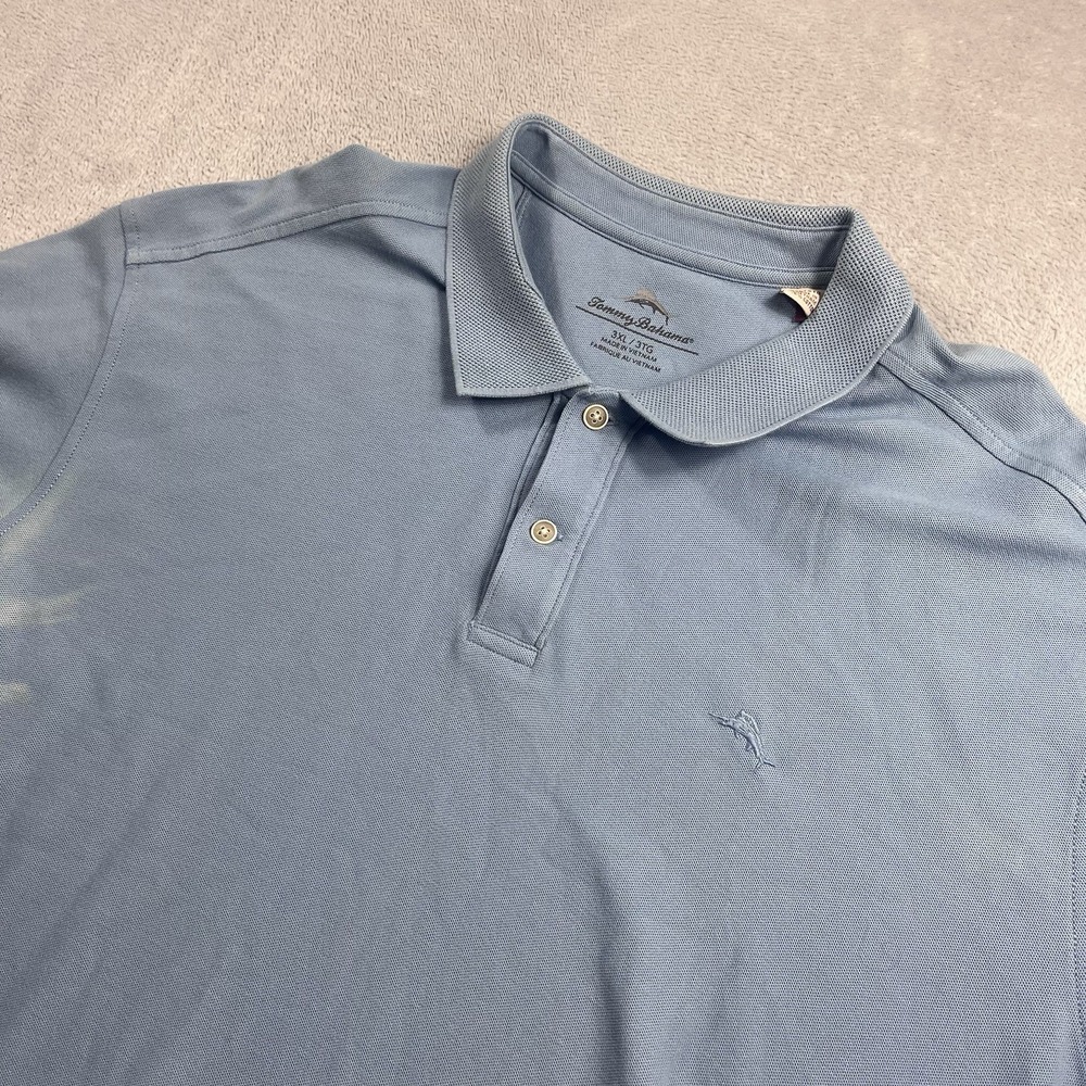 Tommy Bahama Island Zone Cotton Sky Blue Collared Polo Shirt Mens 3XL